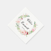 Pink White Floral Heart Romantic Wedding Napkins Servet (Hoek)