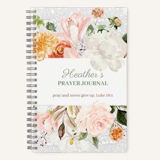 Pink & White Floral Lace Prayer Journal Notitieboek (Voorkant)