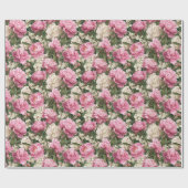 Pink & White Floral Pattern Easter Wrapping Paper Cadeaupapier (Vlak)