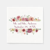 Pink White Floral Specialized Names Wedding Date Servet (Voorkant)