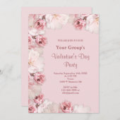 Pink/White Floral Valentijnsdag Party Kaart (Voorkant / Achterkant)