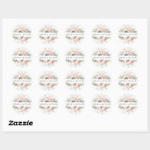 Pink White Floral Wedding Envelope Seal Ronde Sticker (Vel)