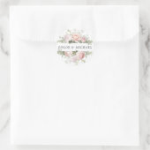 Pink White Floral Wedding Envelope Seal Ronde Sticker (Tas)