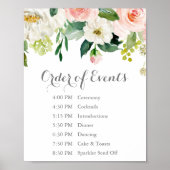 Pink White Flower Wedding Order of Events Sign Poster (Voorkant)