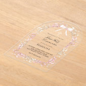 pink white flowers First Communion Acryl Uitnodigingen (Laagn)