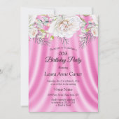 Pink White Flowers Floral Birthday Party Kaart (Voorkant)