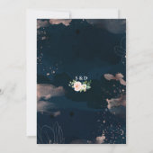 Pink White Flowers Roos Gold Navy Blue Weddenschap Kaart (Achterkant)