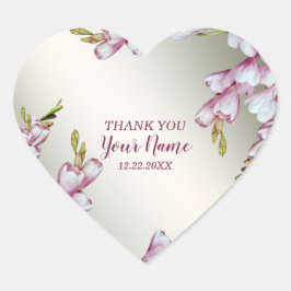 Pink White Flowers Rustic Elegant Hart Sticker