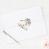 Pink White Flowers Rustic Elegant Hart Sticker (Envelop)