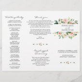 Pink White Flowers Tri+Fold Wedding Programme Flyer (Voorkant)