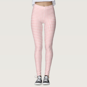 Pink White Gingham-cheque Leggings