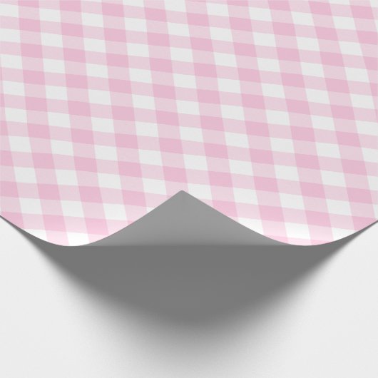 Pink White Gingham Pset Pattern Cadeaupapier (Hoek)