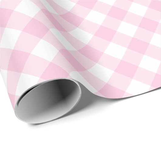 Pink White Gingham Pset Pattern Cadeaupapier (Rol Hoek)