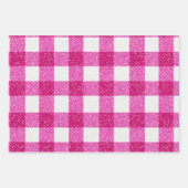 Pink White Glitter Heart Checkered Inpakpapier Vel (Voorkant 3)