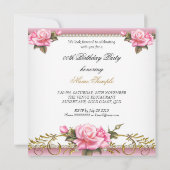 Pink White Gold Beauful Birthday Party Kaart (Achterkant)