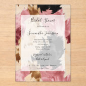 Pink White Gold Black Abstract Bridal Shower Acryl Uitnodigingen (Voorkant)