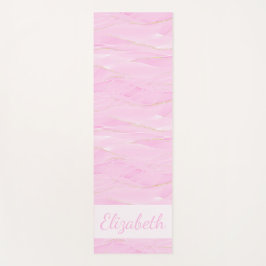 Pink White Gold Marble Calming Mindfulness Name Yogamat