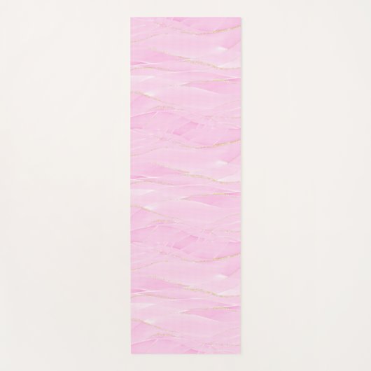 Pink White Gold Marble Calming Mindfulness Yogamat (Voorkant)