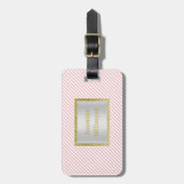 PINK WHITE GOLD STRIPE GLITTER CUSTOE BAGAGELABEL (Voorkant verticaal)