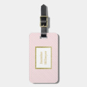 PINK WHITE GOLD STRIPE GLITTER CUSTOE BAGAGELABEL (Voorkant verticaal)