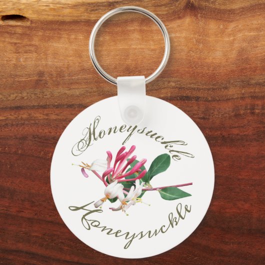 Pink White Greenery  Honeysuckle Sleutelhanger (Voorkant)