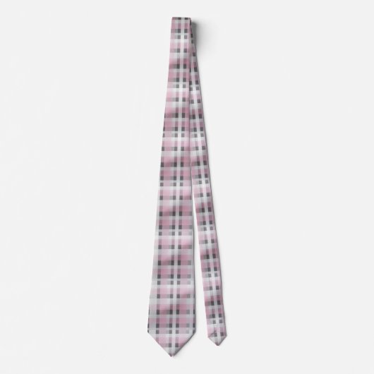 Pink White Grey Plaid Pattern – Trendy Tartan  Stropdas (Voorkant)