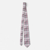 Pink White Grey Plaid Pattern – Trendy Tartan  Stropdas (Achterkant)