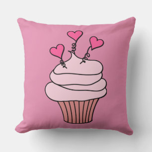Pink & White Heart Cupcake Pillow met twee zijden Kussen