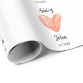 Pink White Heart Love Wedding Cadeaupapier (Rol Hoek)
