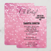 Pink White Hearts Baby shower Kaart (Voorkant / Achterkant)