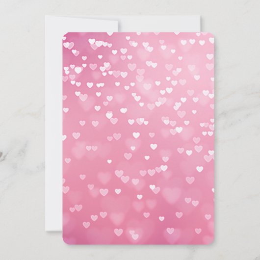 Pink White Hearts Baby shower Kaart (Achterkant)