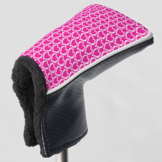 Pink White Hearts Pattern Golfheadcover (3/4 voorkant)