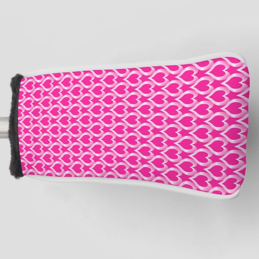 Pink White Hearts Pattern Golfheadcover (Voorkant)