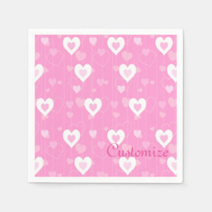 Pink & White Hearts Pattern Napkins Servetten