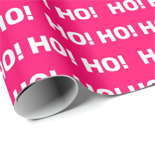 Pink White Ho Ho Pattern Kerstfeestdag Cadeaupapier (Rol Hoek)