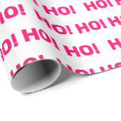 Pink White Ho Ho Pattern Kerstfeestdag Cadeaupapier (Rol Hoek)