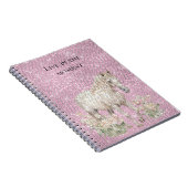Pink White Horse Floral Sparkle  Notitieboek (Rechterzijde)