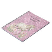 Pink White Horse Floral Sparkle  Notitieboek (Linkerzijde)