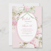 Pink White Hydrangeas Sage Green Bridal Shower Kaart (Voorkant)