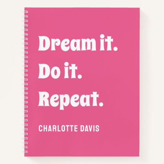Pink white inspirational quote dream it do it notitieboek (Voorkant)