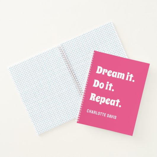 Pink white inspirational quote dream it do it notitieboek (Binnen)