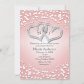 Pink White Intertwined Hearts Valentijn Invitation Kaart (Voorkant)