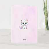 Pink White Kitten with Balloons Birthday Kaart (Achterkant)