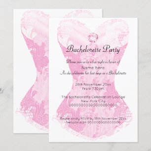 PINK WHITE LACE CORSET BACHELORETTE INVITATIE KAART