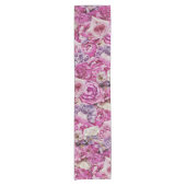 Pink White Lavender Roos Flowers Patroon Korte Tafelloper (Voorkant)