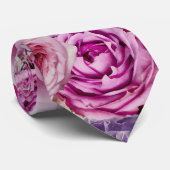 Pink White Lavender Roos Flowers Patroon Stropdas (Opgerold)