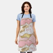 Pink White Marble Gold Glitter Schort (Gedragen)