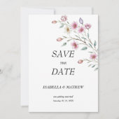 Pink white mint lilac spring flower Save the Date Kaart (Voorkant)
