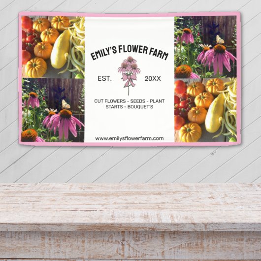 Pink & White Modern 4 Photo Small Business  Spandoek
