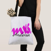 Pink White Mrs Gifts Party Favor Monogrammen Cute Tote Bag (Dichtbij)